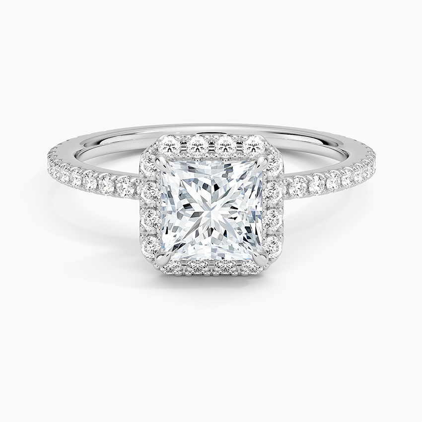 1,50 Karat Prenses Halo Tasarım Tektaş Laboratuvar Pırlanta Yüzük 18K - Celestia - Bold Diamonds