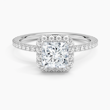 1,50 Karat Prenses Halo Tasarım Tektaş Laboratuvar Pırlanta Yüzük 18K - Celestia - Bold Diamonds