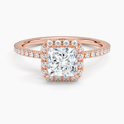 1,50 Karat Prenses Halo Tasarım Tektaş Laboratuvar Pırlanta Yüzük 18K - Celestia - Bold Diamonds
