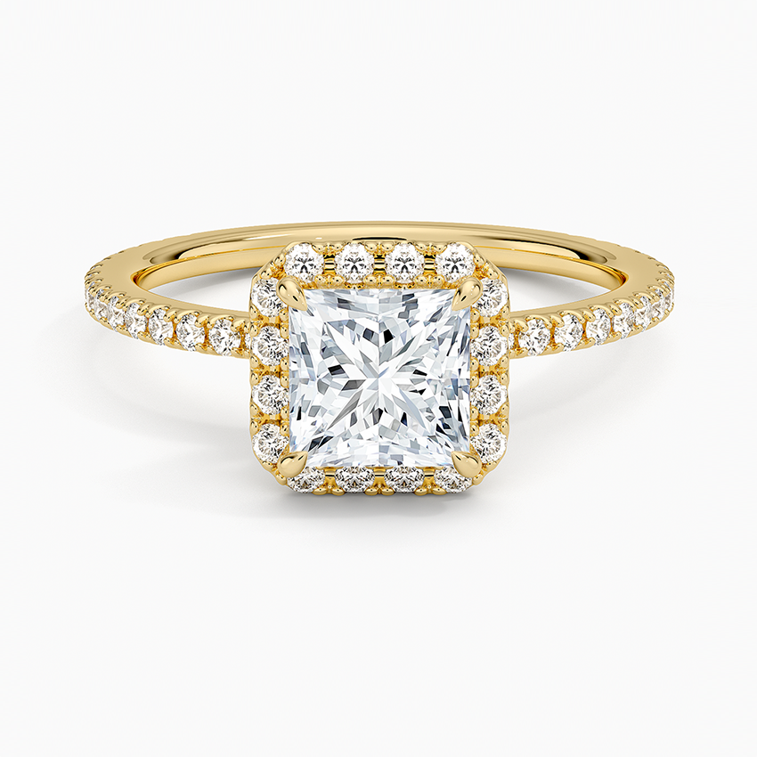 1,50 Karat Prenses Halo Tasarım Tektaş Laboratuvar Pırlanta Yüzük 18K - Celestia - Bold Diamonds