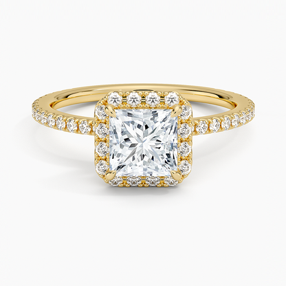 1,50 Karat Prenses Halo Tasarım Tektaş Laboratuvar Pırlanta Yüzük 18K - Celestia - Bold Diamonds