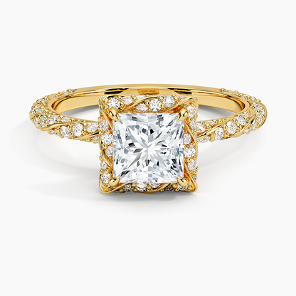 1.50 Karat Prenses Halo Tasarım Tektaş Laboratuvar Pırlanta Yüzük  18k -Elyra - Bold Diamonds