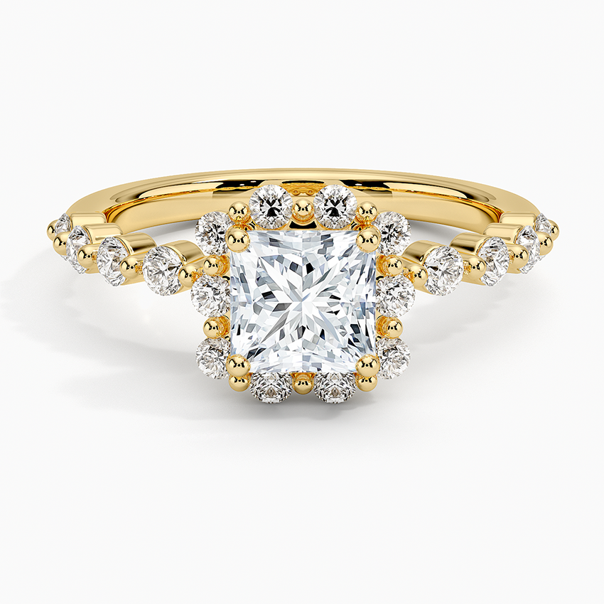 1.50 Karat Prenses Halo Tasarım Tektaş Laboratuvar Pırlanta Yüzük 18K -Mirara - Bold Diamonds
