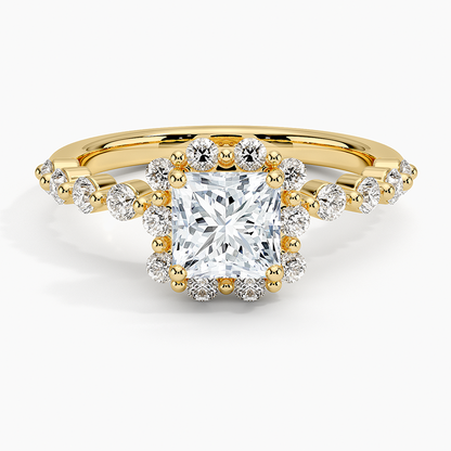 1.50 Karat Prenses Halo Tasarım Tektaş Laboratuvar Pırlanta Yüzük 18K -Mirara - Bold Diamonds