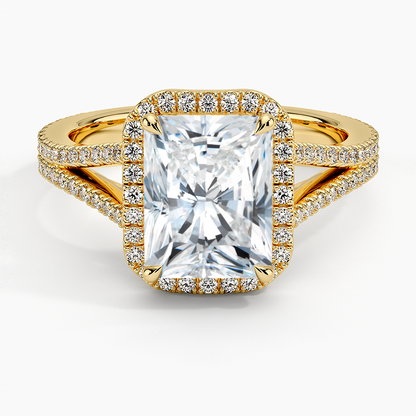 1,50 Karat Radiant Halo Tasarım Tektaş Laboratuvar Pırlanta Yüzük 18K - Aurelia - Bold Diamonds