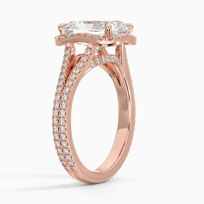 1,50 Karat Radiant Halo Tasarım Tektaş Laboratuvar Pırlanta Yüzük 18K - Aurelia - Bold Diamonds