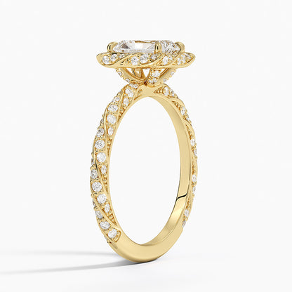 1.50 Karat Radiant Halo Tasarım Tektaş Laboratuvar Pırlanta Yüzük  18k -Elyra - Bold Diamonds