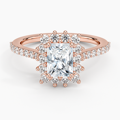 1,50 Karat Radiant Halo Tasarım Tektaş Laboratuvar Pırlanta Yüzük 18K -Seraphina - Bold Diamonds