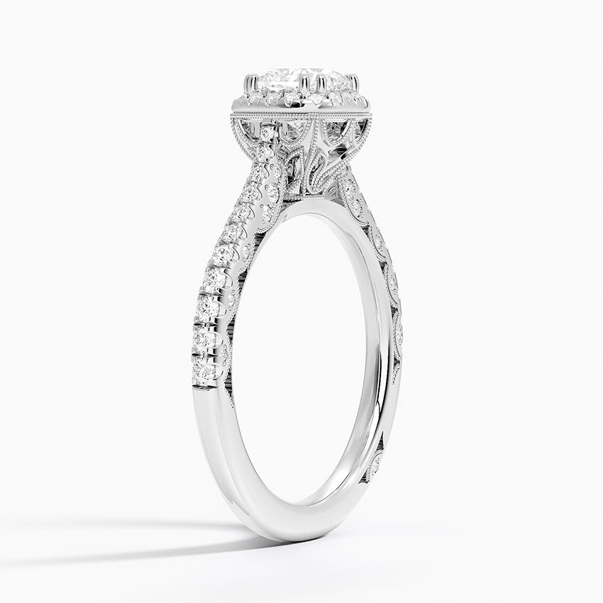 1.60 Karat Cushion Halo Tasarım Tektaş Laboratuvar Pırlanta Yüzük 18K  -Florina - Bold Diamonds