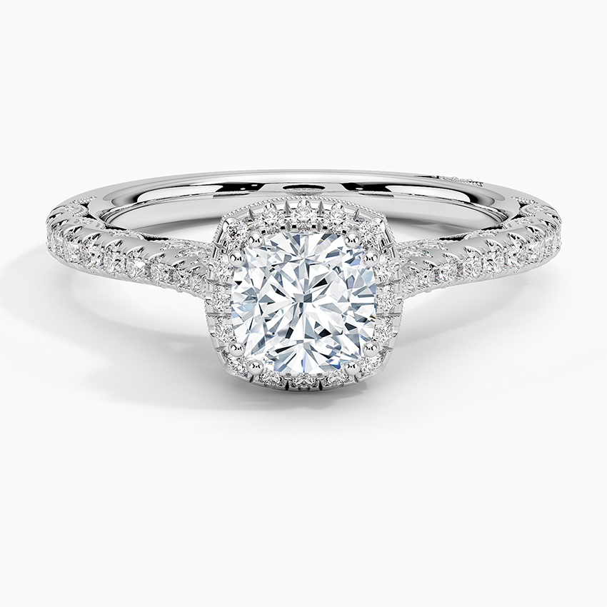 1.60 Karat Cushion Halo Tasarım Tektaş Laboratuvar Pırlanta Yüzük 18K  -Florina - Bold Diamonds