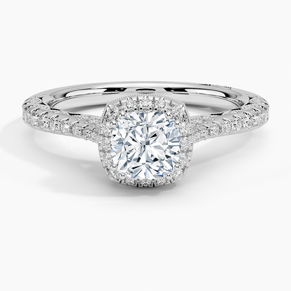 1.60 Karat Cushion Halo Tasarım Tektaş Laboratuvar Pırlanta Yüzük 18K  -Florina - Bold Diamonds