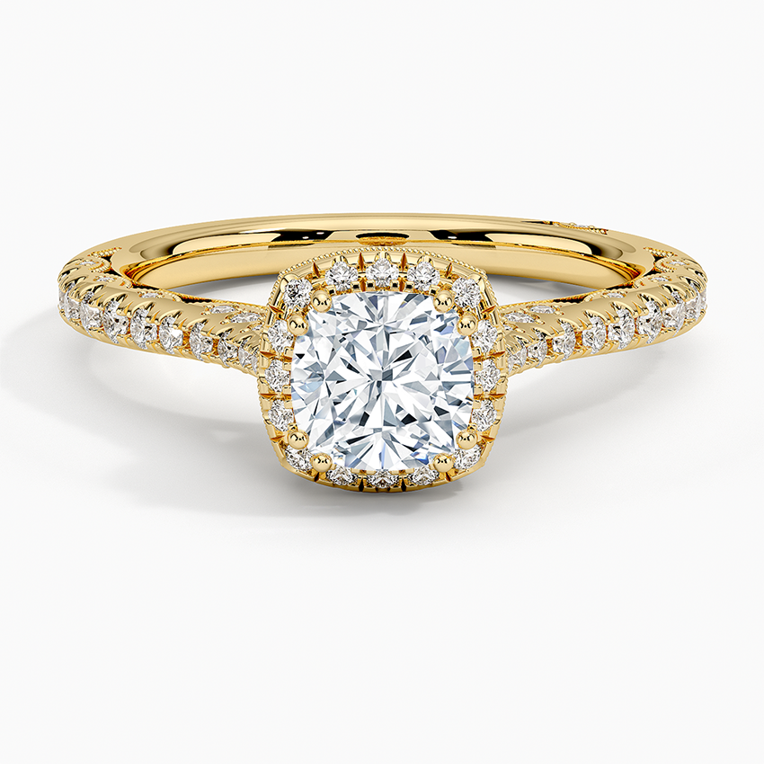 1.60 Karat Cushion Halo Tasarım Tektaş Laboratuvar Pırlanta Yüzük 18K  -Florina - Bold Diamonds