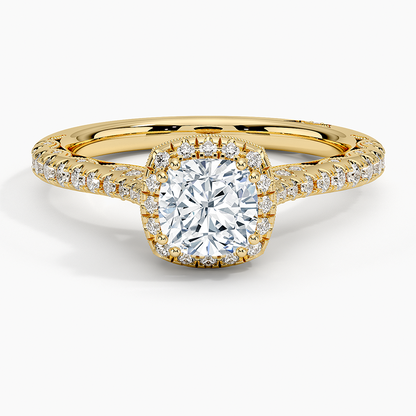 1.60 Karat Cushion Halo Tasarım Tektaş Laboratuvar Pırlanta Yüzük 18K  -Florina - Bold Diamonds