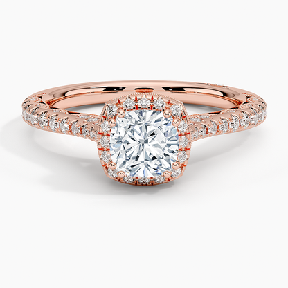 1.60 Karat Cushion Halo Tasarım Tektaş Laboratuvar Pırlanta Yüzük 18K  -Florina - Bold Diamonds