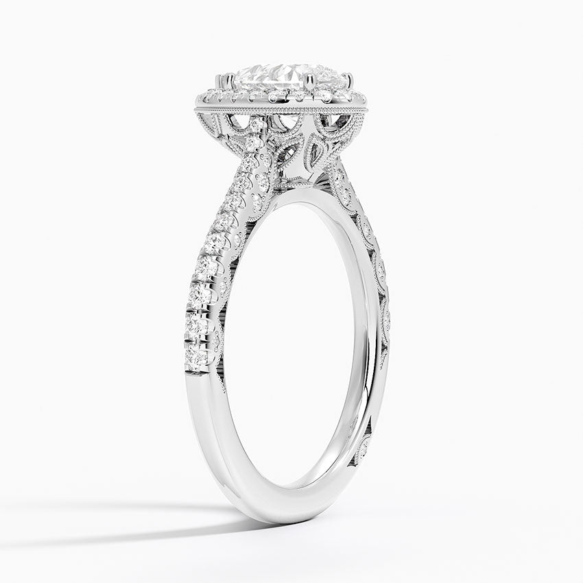 1.60 Karat Damla Halo Tasarım Tektaş Laboratuvar Pırlanta Yüzük  18K -Florina - Bold Diamonds