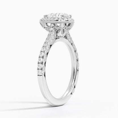 1.60 Karat Damla Halo Tasarım Tektaş Laboratuvar Pırlanta Yüzük  18K -Florina - Bold Diamonds