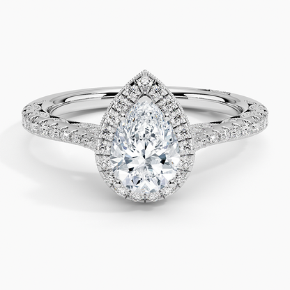 1.60 Karat Damla Halo Tasarım Tektaş Laboratuvar Pırlanta Yüzük  18K -Florina - Bold Diamonds