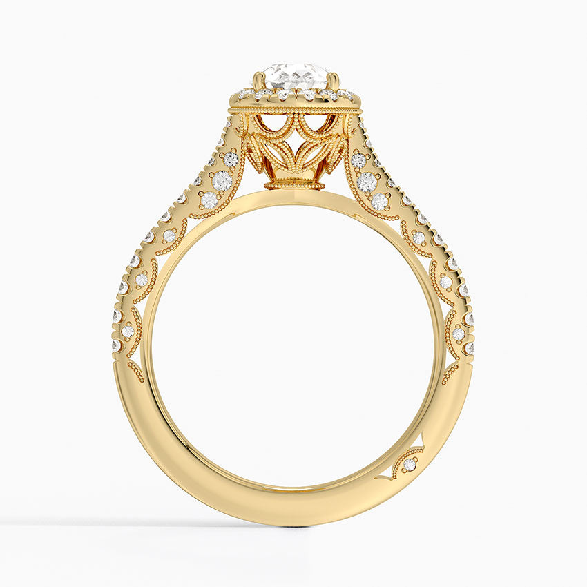1.60 Karat Damla Halo Tasarım Tektaş Laboratuvar Pırlanta Yüzük  18K -Florina - Bold Diamonds