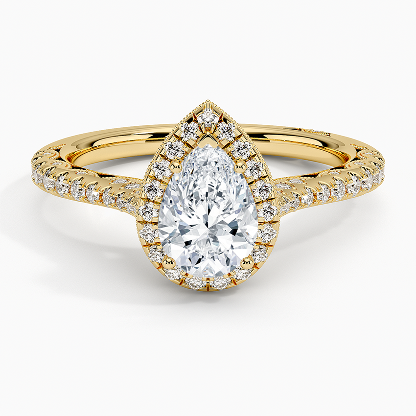 1.60 Karat Damla Halo Tasarım Tektaş Laboratuvar Pırlanta Yüzük  18K -Florina - Bold Diamonds