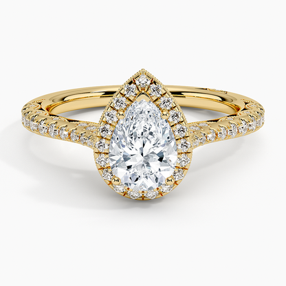 1.60 Karat Damla Halo Tasarım Tektaş Laboratuvar Pırlanta Yüzük  18K -Florina - Bold Diamonds