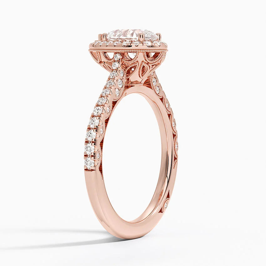 1.60 Karat Damla Halo Tasarım Tektaş Laboratuvar Pırlanta Yüzük  18K -Florina - Bold Diamonds