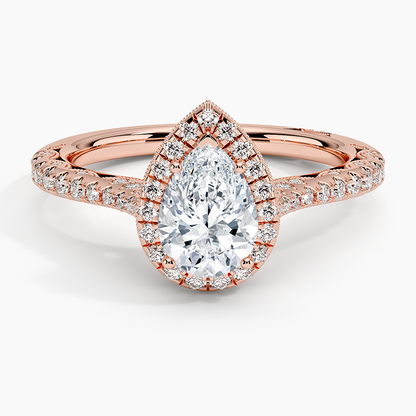 1.60 Karat Damla Halo Tasarım Tektaş Laboratuvar Pırlanta Yüzük  18K -Florina - Bold Diamonds
