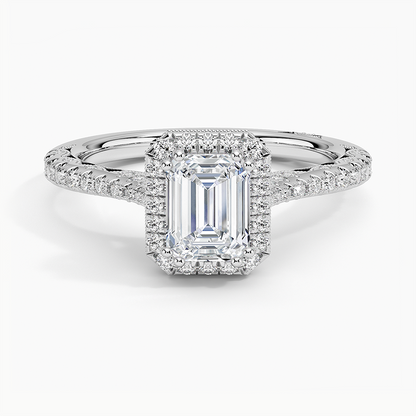 1.60 Karat Emerald Halo Tasarım Tektaş Laboratuvar Pırlanta Yüzük  18K -Florina - Bold Diamonds