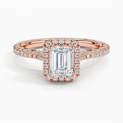 1.60 Karat Emerald Halo Tasarım Tektaş Laboratuvar Pırlanta Yüzük  18K -Florina - Bold Diamonds