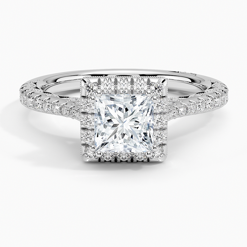 1.60 Karat Prenses Halo Tasarım Tektaş Laboratuvar Pırlanta Yüzük 18K  -Florina - Bold Diamonds