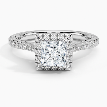1.60 Karat Prenses Halo Tasarım Tektaş Laboratuvar Pırlanta Yüzük 18K  -Florina - Bold Diamonds