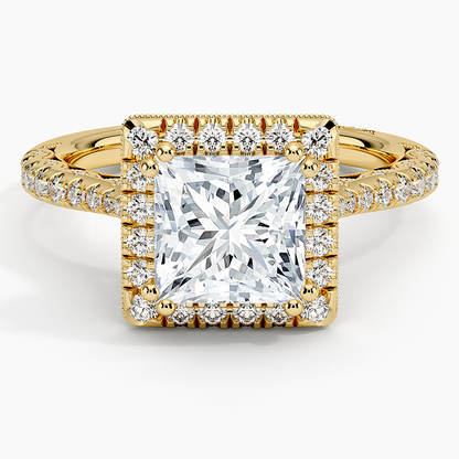 1.60 Karat Prenses Halo Tasarım Tektaş Laboratuvar Pırlanta Yüzük 18K  -Florina - Bold Diamonds