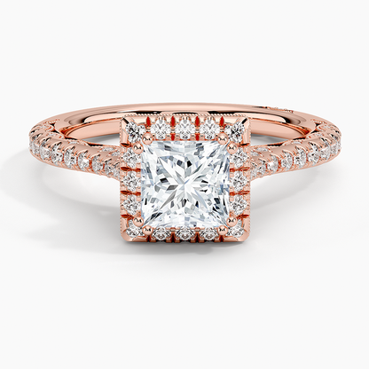 1.60 Karat Prenses Halo Tasarım Tektaş Laboratuvar Pırlanta Yüzük 18K  -Florina - Bold Diamonds