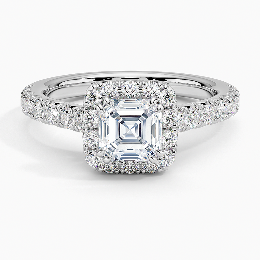 1,75 Karat Asscher Halo Tasarım Tektaş Laboratuvar Pırlanta Yüzük 18K -Aurora - Bold Diamonds