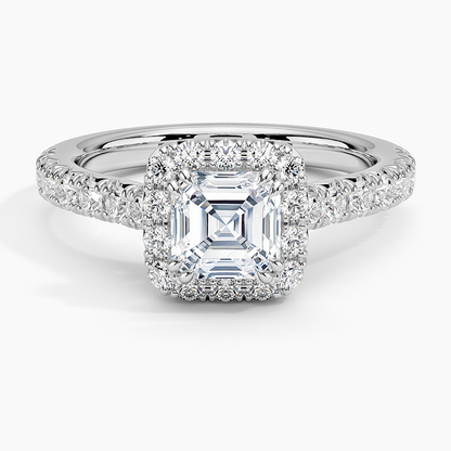 1,75 Karat Asscher Halo Tasarım Tektaş Laboratuvar Pırlanta Yüzük 18K -Aurora - Bold Diamonds