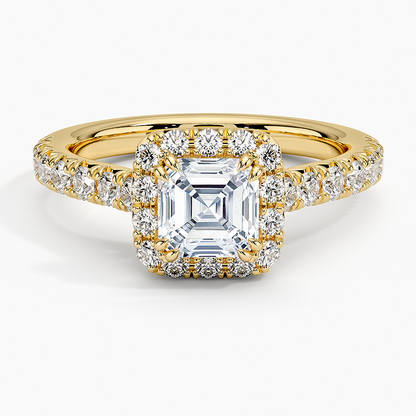 1,75 Karat Asscher Halo Tasarım Tektaş Laboratuvar Pırlanta Yüzük 18K -Aurora - Bold Diamonds