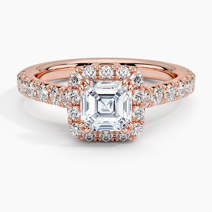 1,75 Karat Asscher Halo Tasarım Tektaş Laboratuvar Pırlanta Yüzük 18K -Aurora - Bold Diamonds