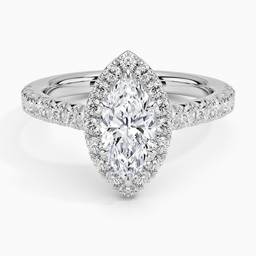 1,75 Karat Marquise Halo Tasarım Tektaş Laboratuvar Pırlanta Yüzük 18K -Aurora - Bold Diamonds