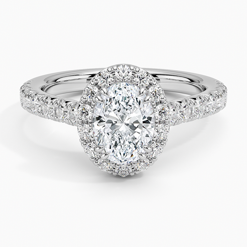 1,75 Karat Oval Halo Tasarım Tektaş Laboratuvar Pırlanta Yüzük 18K -Aurora - Bold Diamonds
