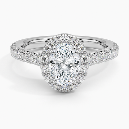 1,75 Karat Oval Halo Tasarım Tektaş Laboratuvar Pırlanta Yüzük 18K -Aurora - Bold Diamonds