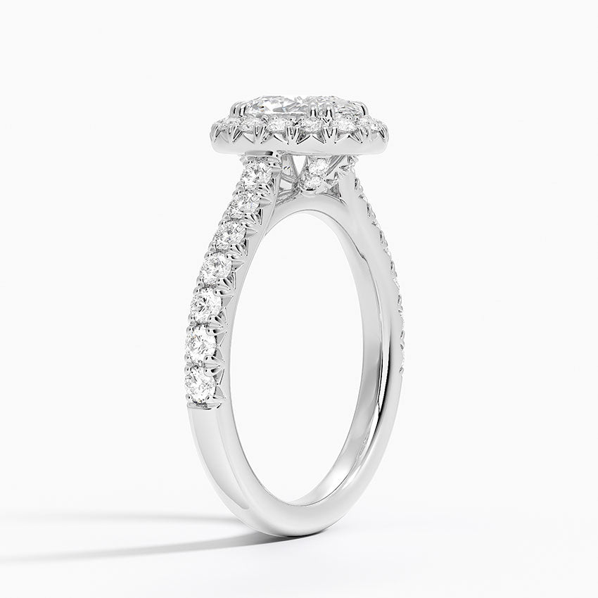 1,75 Karat Oval Halo Tasarım Tektaş Laboratuvar Pırlanta Yüzük 18K -Aurora - Bold Diamonds