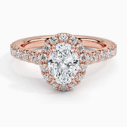 1,75 Karat Oval Halo Tasarım Tektaş Laboratuvar Pırlanta Yüzük 18K -Aurora - Bold Diamonds