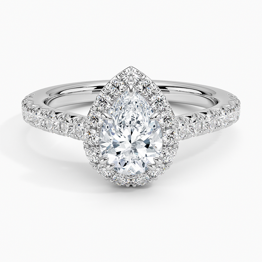 1,75 Karat Pear Halo Tasarım Tektaş Laboratuvar Pırlanta Yüzük 18K -Aurora - Bold Diamonds