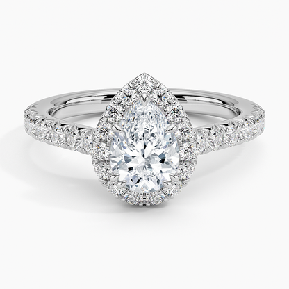 1,75 Karat Pear Halo Tasarım Tektaş Laboratuvar Pırlanta Yüzük 18K -Aurora - Bold Diamonds