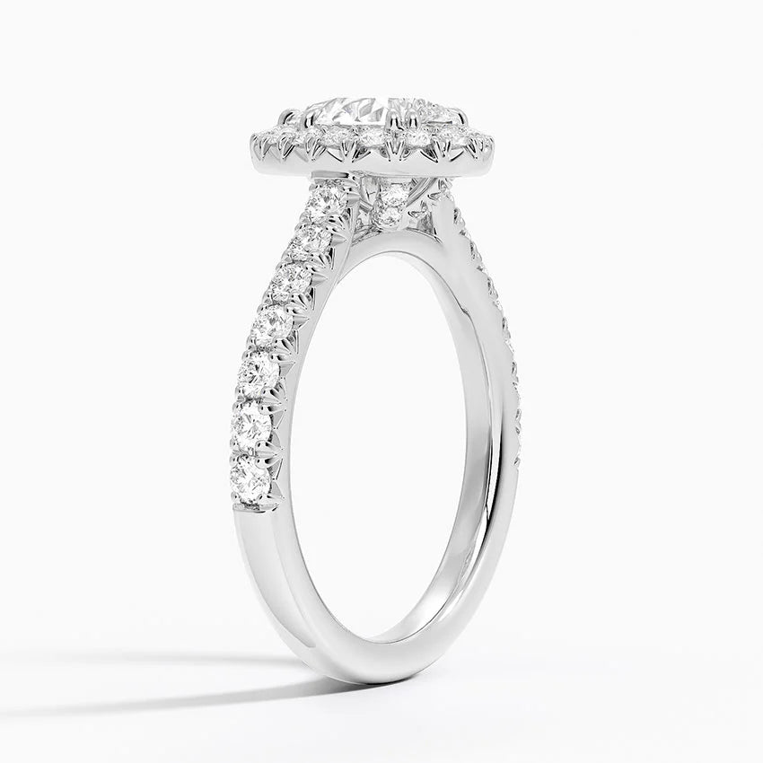 1,75 Karat Pear Halo Tasarım Tektaş Laboratuvar Pırlanta Yüzük 18K -Aurora - Bold Diamonds