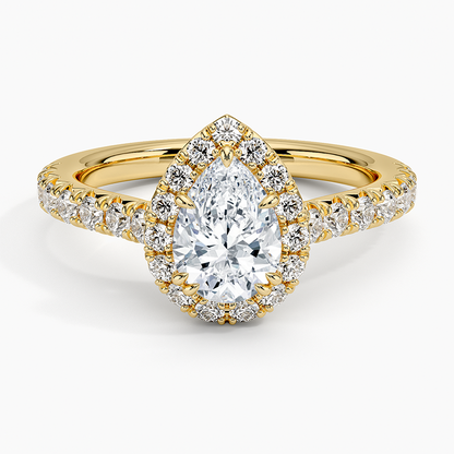 1,75 Karat Pear Halo Tasarım Tektaş Laboratuvar Pırlanta Yüzük 18K -Aurora - Bold Diamonds