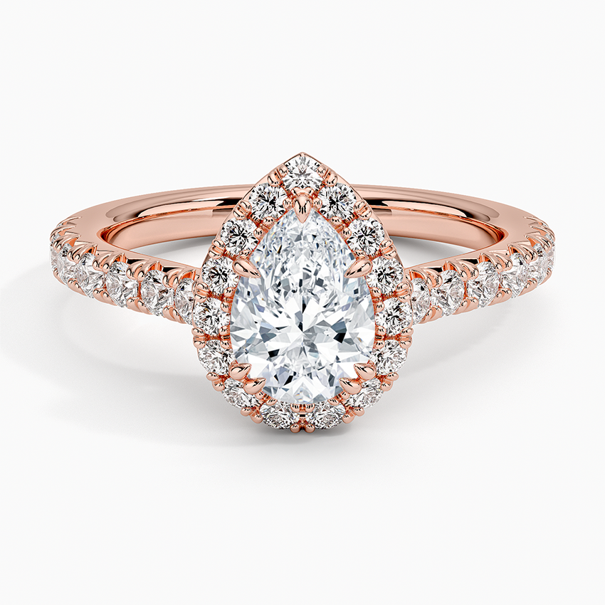 1,75 Karat Pear Halo Tasarım Tektaş Laboratuvar Pırlanta Yüzük 18K -Aurora - Bold Diamonds