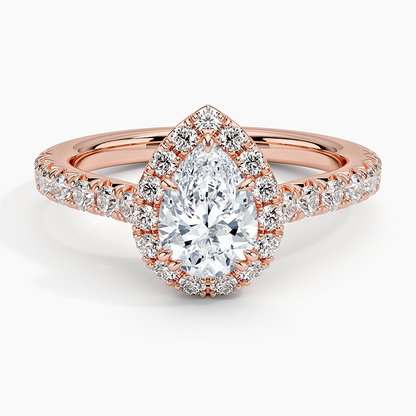 1,75 Karat Pear Halo Tasarım Tektaş Laboratuvar Pırlanta Yüzük 18K -Aurora - Bold Diamonds