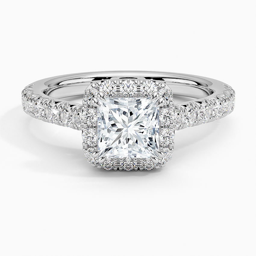 1,75 Karat Prenses Halo Tasarım Tektaş Laboratuvar Pırlanta Yüzük 18K - Aurora - Bold Diamonds