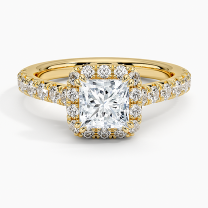 1,75 Karat Prenses Halo Tasarım Tektaş Laboratuvar Pırlanta Yüzük 18K - Aurora - Bold Diamonds