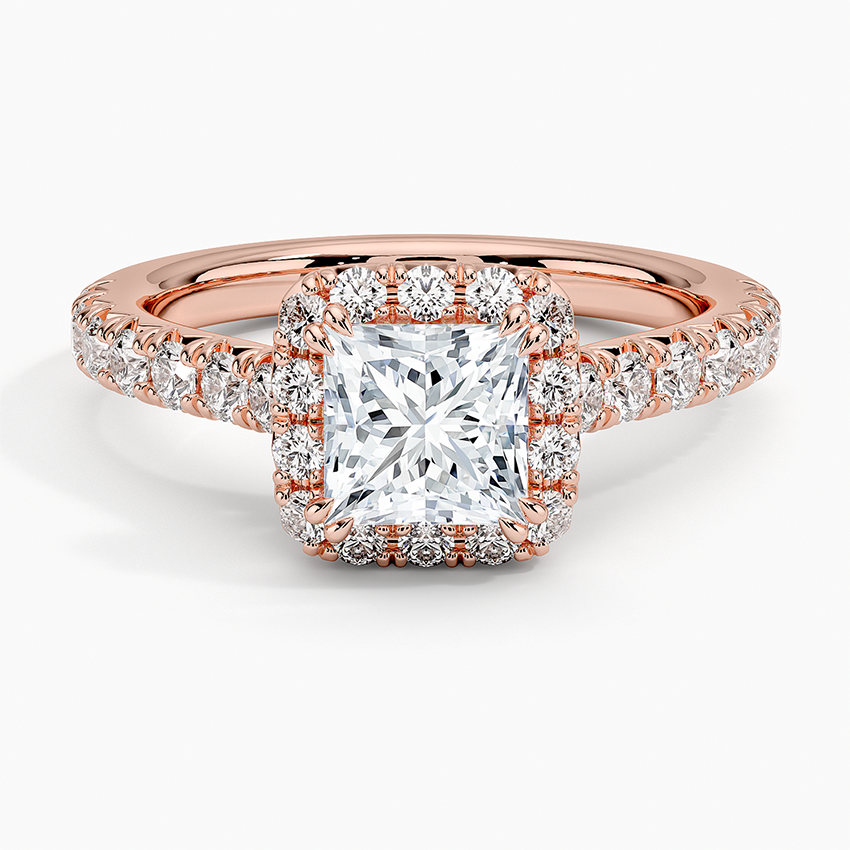 1,75 Karat Prenses Halo Tasarım Tektaş Laboratuvar Pırlanta Yüzük 18K - Aurora - Bold Diamonds